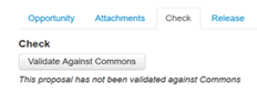 Commons validation
