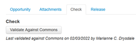 Commons validation