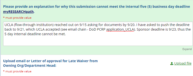 REDCap late waiver form